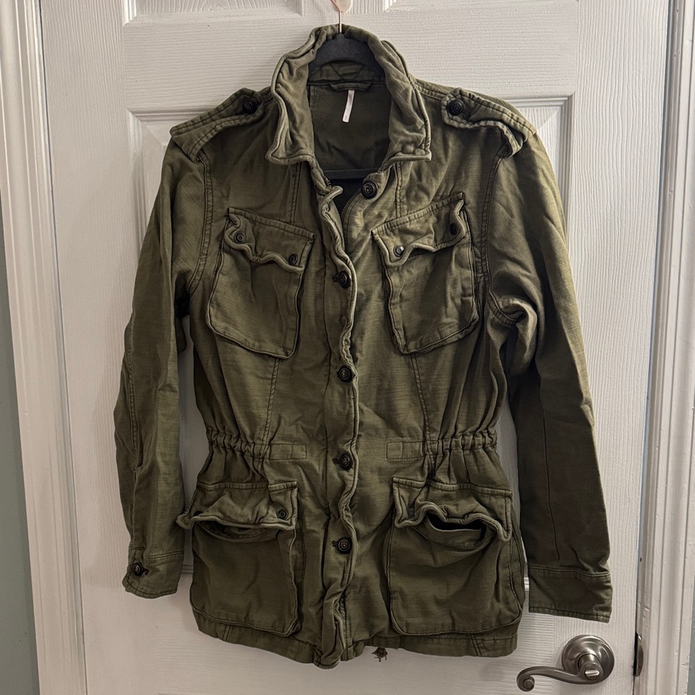 Free People Olive Bomber Jacket